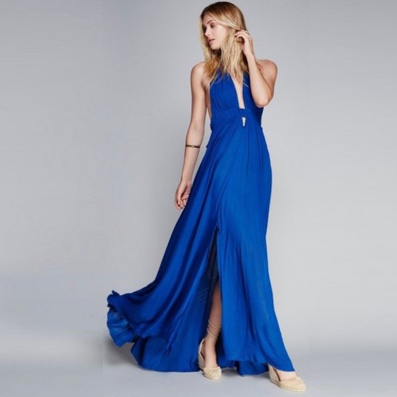 Dresses & Skirts - Blue Halter Maxi DRESS Cobalt Look Into the Sun